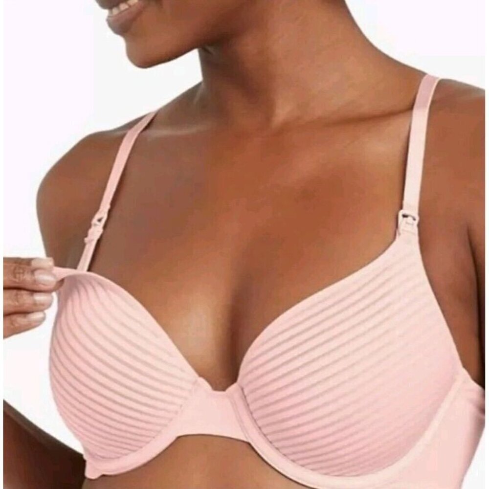 Pink Stripe Auden Nursing Maternity Bra - Size 34D NEW!